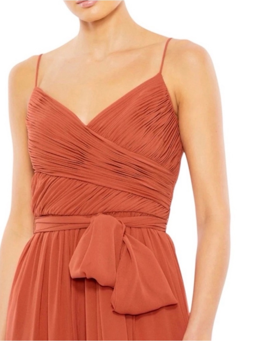 💕 Mac Duggal Leena - NWT  Rust Wrap-Style Wide-Leg Jumpsuit - S tall